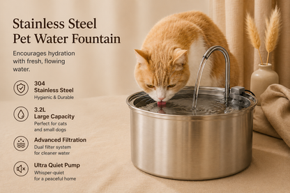 FurMist Stainless Steel Pet Water Fountain