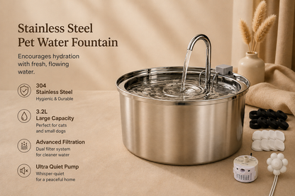 FurMist Stainless Steel Pet Water Fountain