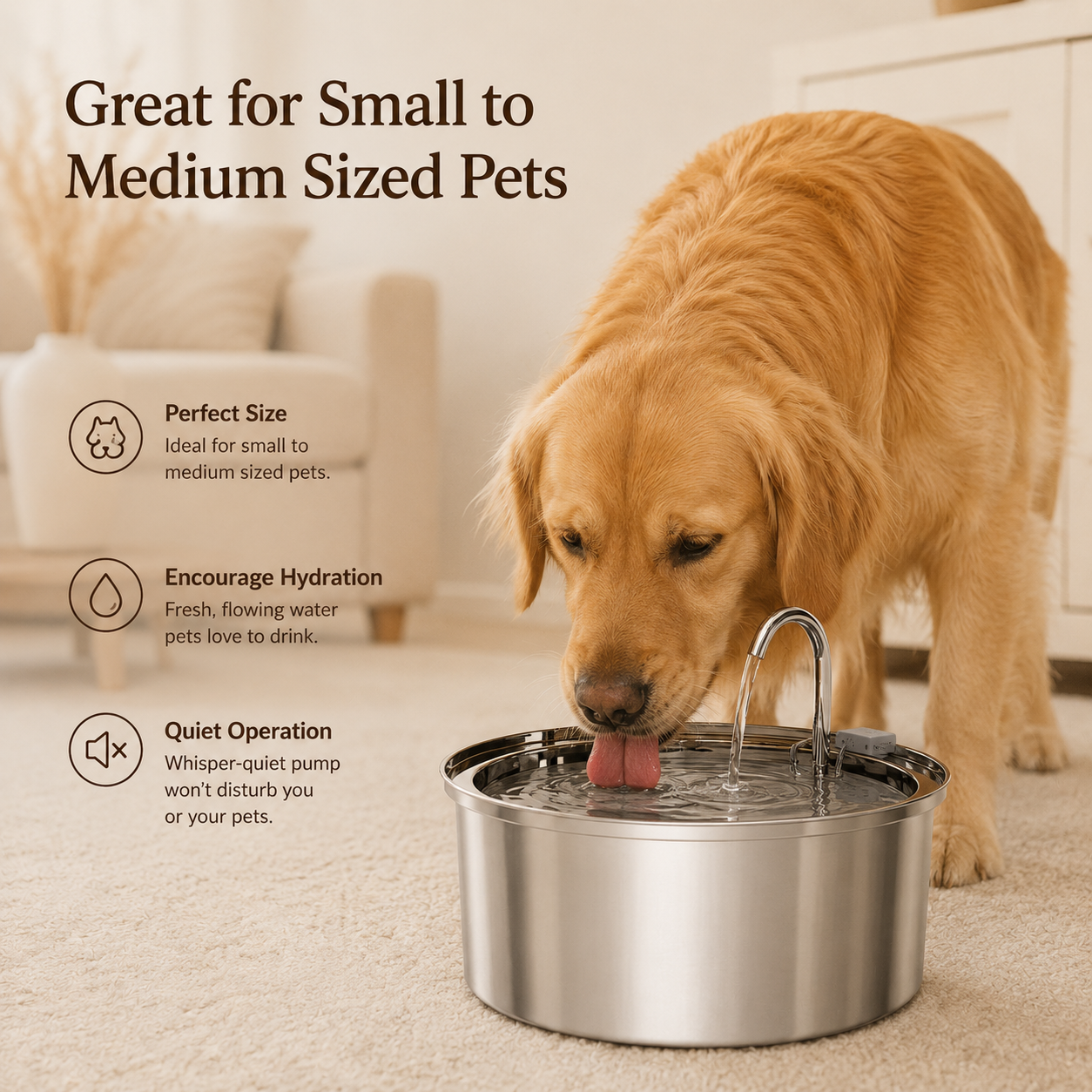 FurMist Stainless Steel Pet Water Fountain