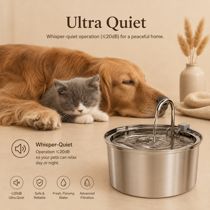 FurMist Stainless Steel Pet Water Fountain