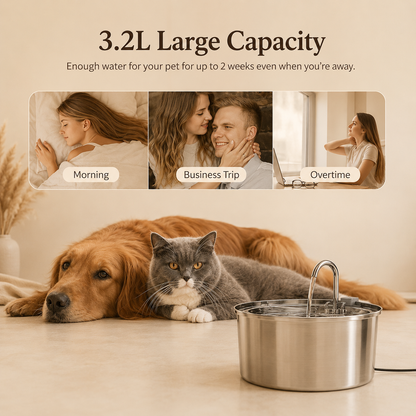 FurMist Stainless Steel Pet Water Fountain