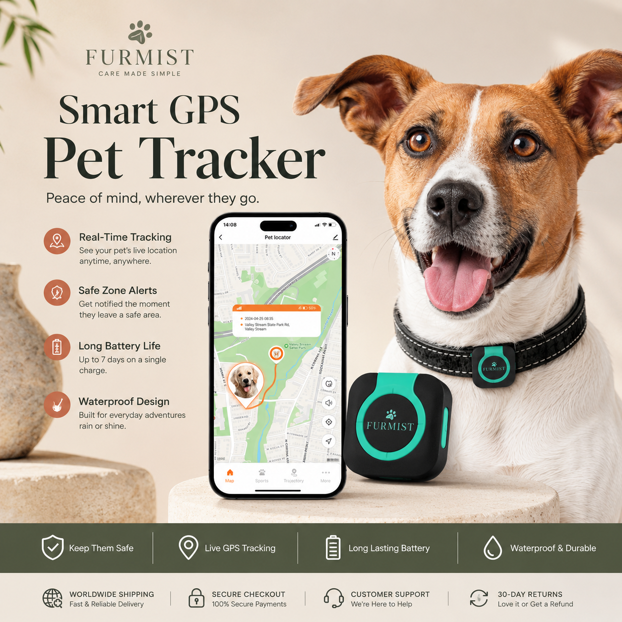 FurMist Smart GPS Pet Tracker