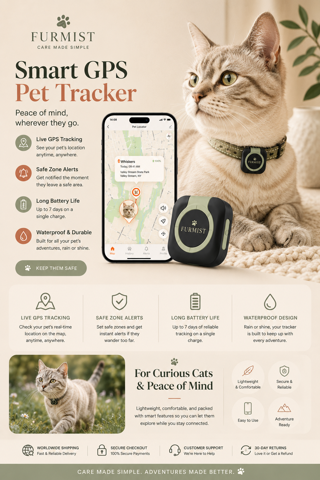 FurMist Smart GPS Pet Tracker