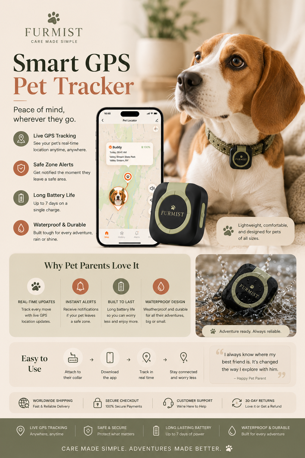 FurMist Smart GPS Pet Tracker
